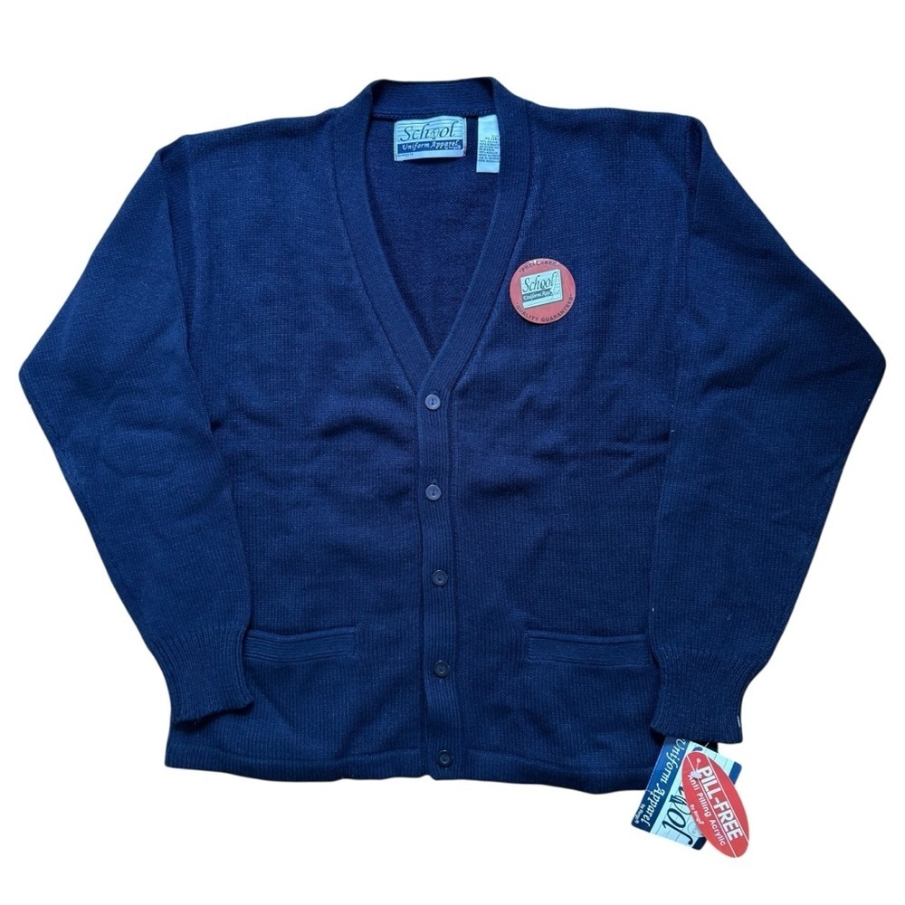 Ringo School Uniform Apparel Deadstock Navy V-Neck Knit Cardigan Size XL 18-20 - Picture 2 of 8